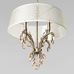 Люстра подвесная круглая с тканевым полупрозрачным абажуром и подвесками 4 лампы Gilded Elegance варинант исполнения - 4 | Loft Concept в Кирове