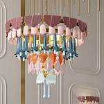 Люстра круглая с декором из разноцветных элементов в виде листьев Changing Seasons варинант исполнения - 11 | Loft Concept в Кирове