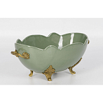 Чаша зеленого цвета из фарфора с волнообразным краем Eden Garden porcelain and bronze варинант исполнения - 1 | Loft Concept в Кирове