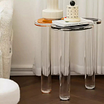 Дизайнерский журнальный стол с фигурной столешницей на 3-х прозрачных ножках Rahakif варинант исполнения - 2 | Loft Concept в Кирове