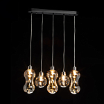 Люстра с 3-мя плафонами волнообразной формы цвета янтарь и 2-мя прозрачными шарообразными плафонами Lucid Rain  варинант исполнения - 3 | Loft Concept в Кирове