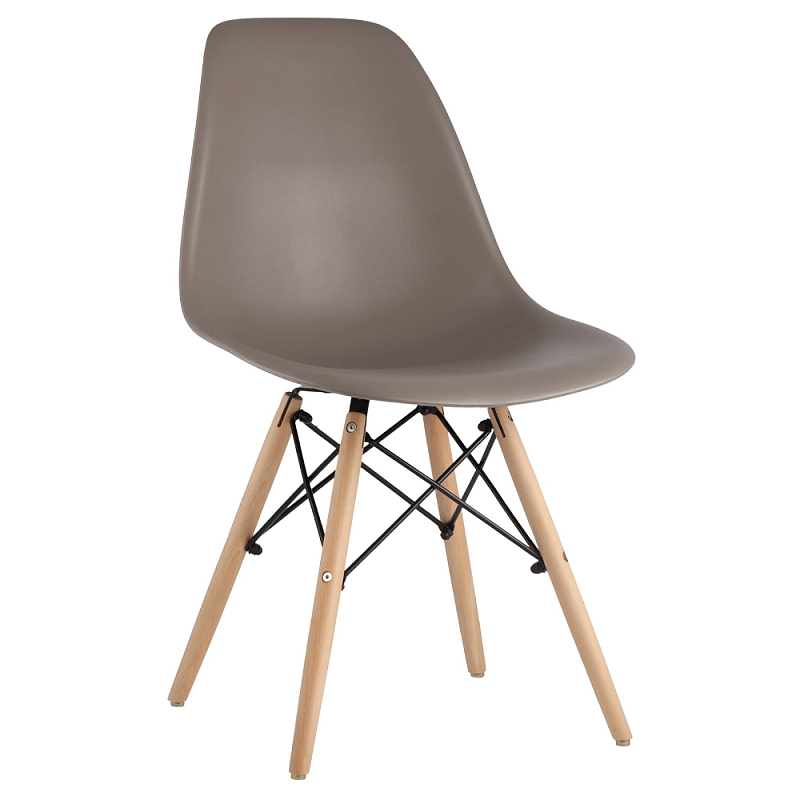 Пластиковый стул на ножках из массива бука Eames Cappuccino Светло-коричневый Бежевый Пластиковый стул на ножках из массива бука Eames Cappuccino Светло-коричневый Бежевый в Кирове | Loft Concept