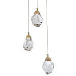 Подвесной светильник с 3-мя хрустальными плафонами Esme Crystal Brass Trio Hanging lamp варинант исполнения - 1 | Loft Concept в Кирове