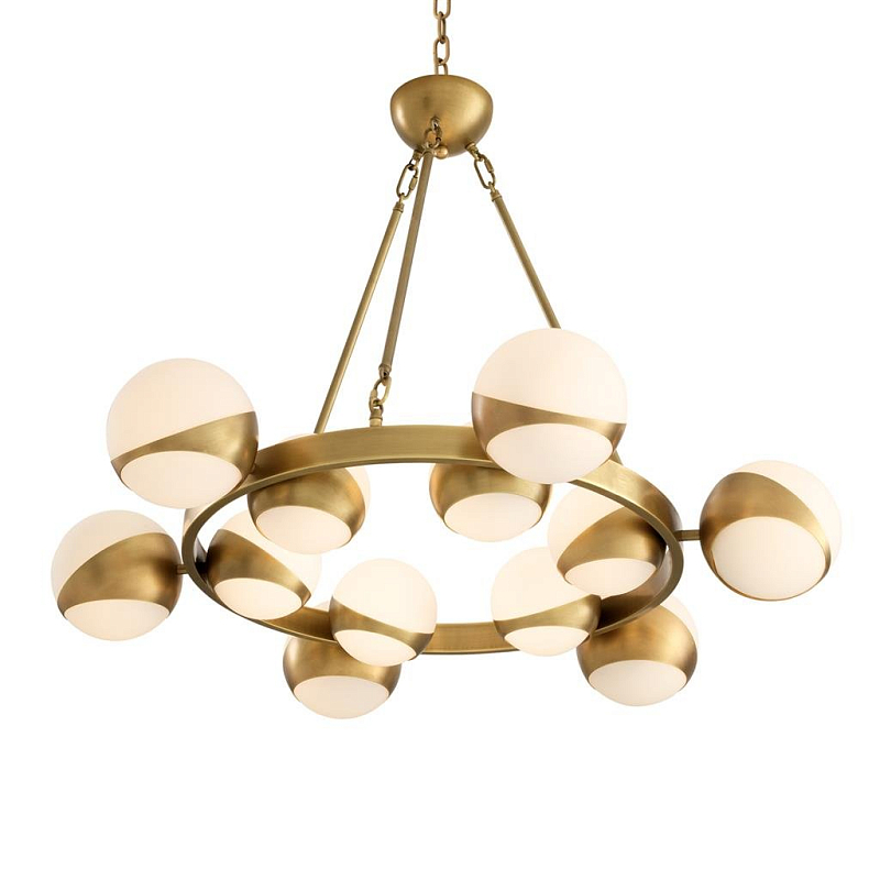 Люстра Chandelier Piazetta Латунь Античная полированная Белый Люстра Chandelier Piazetta Латунь Античная полированная Белый в Кирове | Loft Concept