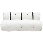 Двухместный диван без подлокотников белый с обивкой букле и ремешками из кожи Blaise Boucle Sofa варинант исполнения - 1 | Loft Concept в Кирове