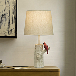 Настольная лампа с тканевым абажуром и основанием в виде птицы на дереве Simurq варинант исполнения - 2 | Loft Concept в Кирове