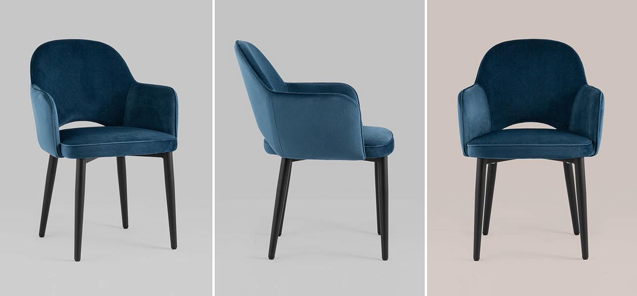 Стул SHARRON Синий Велюр Стул SHARRON Синий Велюр - Loft-Concept в Кирове
