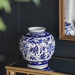 Ваза округлой формы с бело-синим цветочным орнаментом Blue & White Ornament  варинант исполнения - 5 | Loft Concept в Кирове