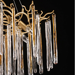 Люстра подвесная золотого цвета с разветвленными ветвями и прозрачными стеклянными подвесками Droplet Chandelier варинант исполнения - 6 | Loft Concept в Кирове