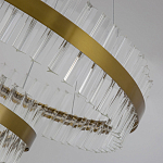 Люстра подвесная двухъярусная с золотистымыми кольцами и прозрачными стеклянными элементами Ring Horizontal варинант исполнения - 4 | Loft Concept в Кирове