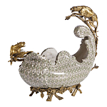 Чаша для фруктов из фарфора бронзовыми фигурками леопардов Eden Garden варинант исполнения - 1 | Loft Concept в Кирове