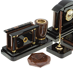 Настольный письменный набор с часами из природного камня обсидиана Peace Contract варинант исполнения - 3 | Loft Concept в Кирове