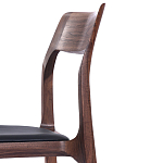 Стул деревянный с мягким сиденьем из черной натуральной кожи Moon Walnut Furniture варинант исполнения - 8 | Loft Concept в Кирове