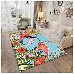 Ковёр с принтом Розовый Фламинго Carpet Pink Flamingo Turquoise