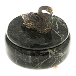 Шкатулка из натурального камня змеевик с фигуркой лебедя Stone Casket варинант исполнения - 2 | Loft Concept в Кирове