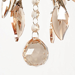 Люстра подвесная круглая с тканевым полупрозрачным абажуром и подвесками 4 лампы Gilded Elegance варинант исполнения - 6 | Loft Concept в Кирове