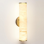 Бра с цилиндрическим плафоном из белого алебастра на круглом основании Латунь Cryptocrystalline Stone варинант исполнения - 1 | Loft Concept в Кирове