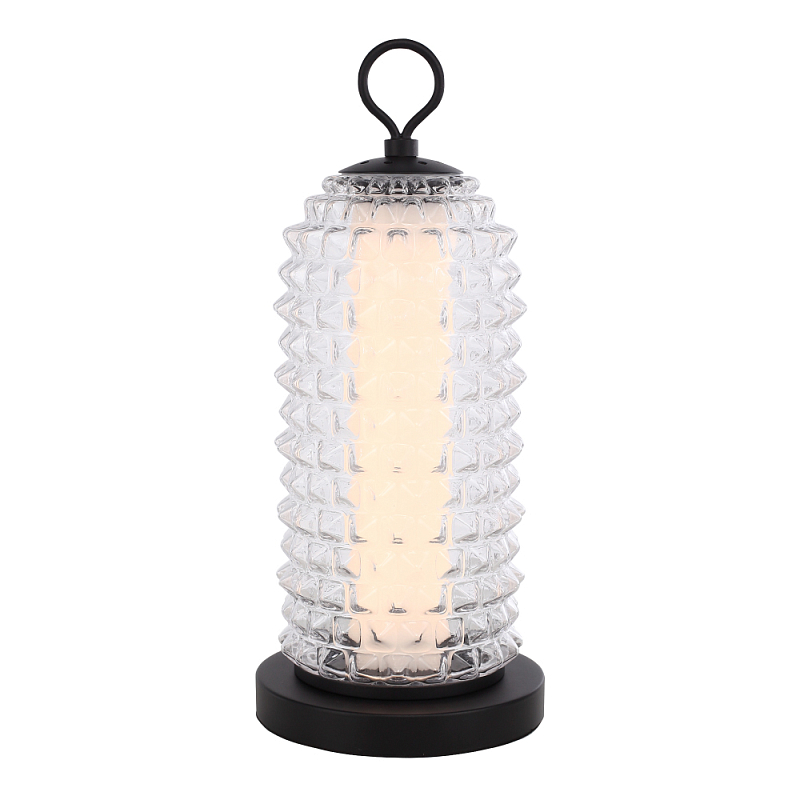 Настольная лампа с прозрачным факутрным стеклянным плафоном Sonora Прозрачный Черный в Кирове | Loft Concept 