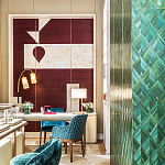 Обои ручная роспись в стиле Арт-деко Assemblage Original colourway on red silk dupion варинант исполнения - 3 | Loft Concept в Кирове