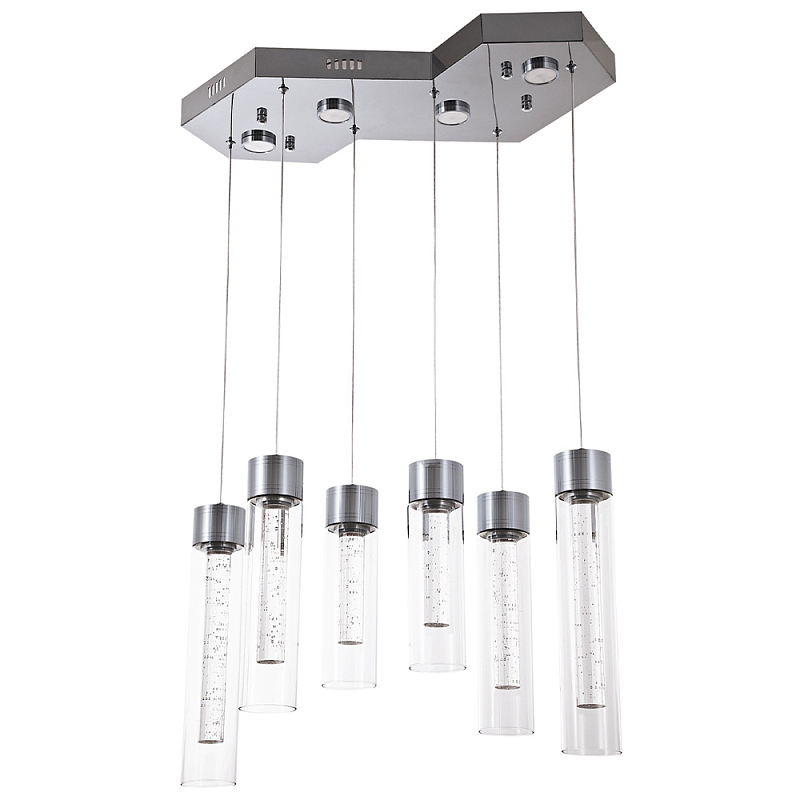 Люстра c 6-ю стеклянными плафонами хром Sparkling Bubbles Tube Chrome Hanging Lamp Хром Прозрачный Люстра c 6-ю стеклянными плафонами хром Sparkling Bubbles Tube Chrome Hanging Lamp Хром Прозрачный в Кирове | Loft Concept
