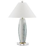 Настольная лампа овальная с тропическим принтом Stylized Aalm Leaves Motif варинант исполнения - 5 | Loft Concept в Кирове