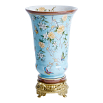Ваза из голубого фарфора с бронзовыми элементами Blue Garden варинант исполнения - 1 | Loft Concept в Кирове