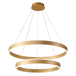 Люстра подвесная светодиодная с двумя золотистыми кольцами Диаметр 80 см Ring Horizontal варинант исполнения - 1 | Loft Concept в Кирове