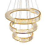 Светодиодная трехъярусная кольцевая люстра из хрусталя и стали с пультом для регулировки света Maude Crystal Light варинант исполнения - 3 | Loft Concept в Кирове