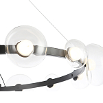 Люстра подвесная круглая с 12-ю прозрачными куполообразными плафонами и черным металлическим основанием Flos Wireline Lighting варинант исполнения - 5 | Loft Concept в Кирове