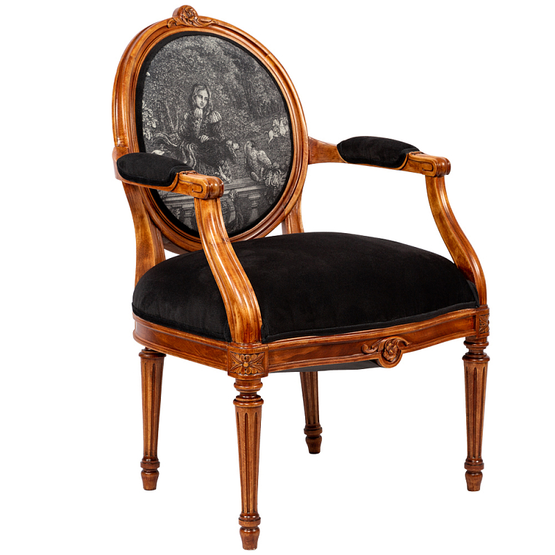 Кресло Marimon Armchair Left Черно-белый Коричневый в Кирове | Loft Concept 