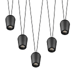 Подвесной светильник черными плафонами на длинных пересекающихся тросах Construction варинант исполнения - 3 | Loft Concept в Кирове