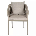 Стул серо-бежевый с декоративным плетением на спинке и подлокотниках Chair Weave варинант исполнения - 1 | Loft Concept в Кирове