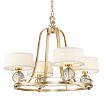 Люстра цвета латунь с 4-мя тканевыми абажурами и стеклянными шарами Quoizel варинант исполнения - 1 | Loft Concept в Кирове