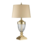 Настольная лампа со тканевым абажуром и прозрачным ребристым стеклянным основанием Quoizel варинант исполнения - 5 | Loft Concept в Кирове