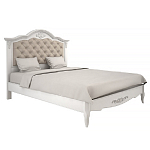 Кровать белая из массива бука с основанием и мягким изголовьем в стиле прованс White Provence варинант исполнения - 1 | Loft Concept в Кирове