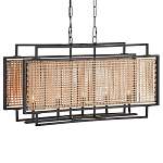 Люстра прямоугольной формы с чёрным каркасом и вставкой из плетеного материала Cage for Light варинант исполнения - 4 | Loft Concept в Кирове