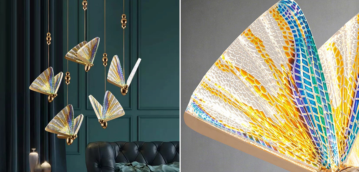 Butterfly Pendant Lamp Colored glass J Butterfly Pendant Lamp Colored glass J - Loft-Concept в Кирове