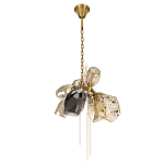 Люстра подвесная со стеклянными плафонами из дымчатого и золотистого с тремя вертикальными подвесками Gilded Mirage  варинант исполнения - 5 | Loft Concept в Кирове