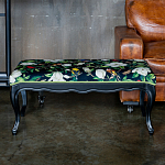 Банкетка из натурального бука черная с изображением птиц и цветов Blooming Birds варинант исполнения - 2 | Loft Concept в Кирове