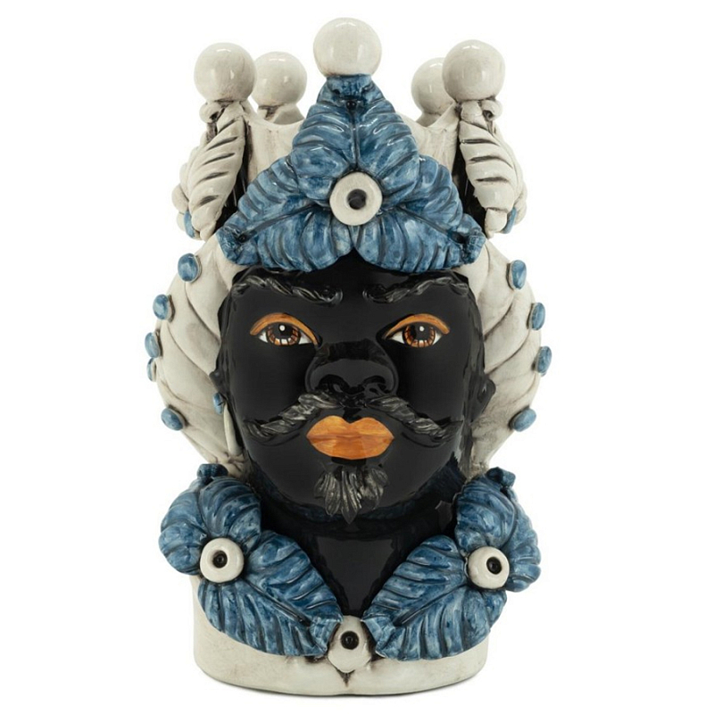 Ваза Vase Moro Man Eve Blue Черный Бежевый Голубой Ваза Vase Moro Man Eve Blue Черный Бежевый Голубой в Кирове | Loft Concept