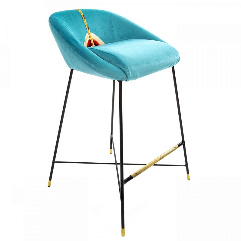 Барный стул Seletti High Stool Drill Черный Бирюзовый Барный стул Seletti High Stool Drill Черный Бирюзовый в Кирове | Loft Concept