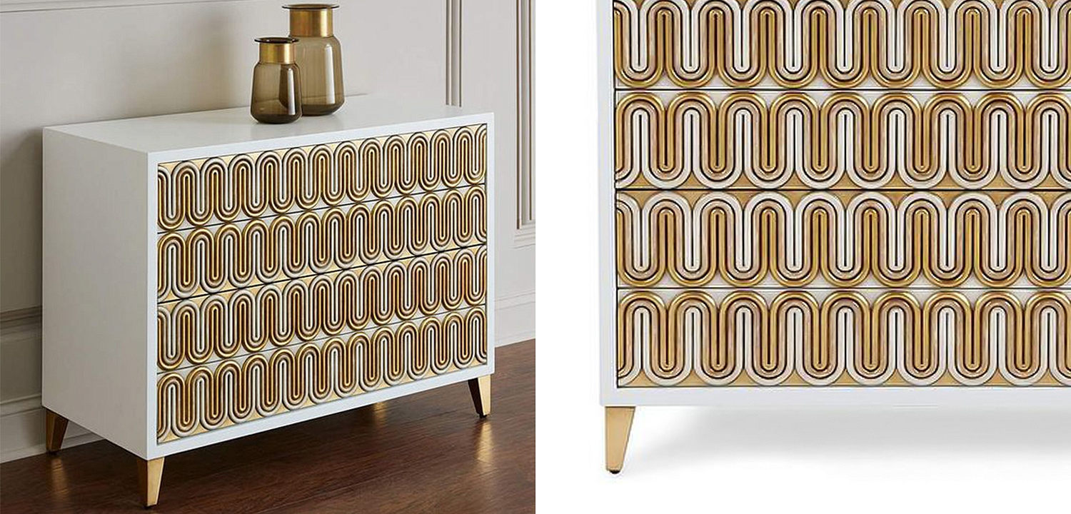 Комод Park Avenue Brass Wave Pattern Chest of Drawers Комод Park Avenue Brass Wave Pattern Chest of Drawers - Loft-Concept в Кирове