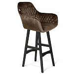 Барный стул со спинкой и подлокотниками на 4-х черных ножках Douglas Rhombus Коричневый Велюр варинант исполнения - 1 | Loft Concept в Кирове