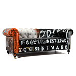Диван Честерфильд граффити graffiti Orange Sofa натуральная кожа варинант исполнения - 1 | Loft Concept в Кирове