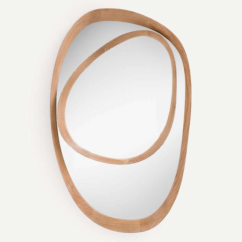 Ассиметричное зеркало в дубовой раме Infinity Symbol Светлый дуб в Кирове | Loft Concept 