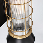 Настенный фонарь цилиндрической формы с рифленым стеклом в золотом каркасе на черном прямоугольном основании Eurofase варинант исполнения - 3 | Loft Concept в Кирове