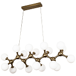 Линейная люстра с плафонами из стеклянных шаров Pearls Suspension Linear Brass Chandelier варинант исполнения - 1 | Loft Concept в Кирове