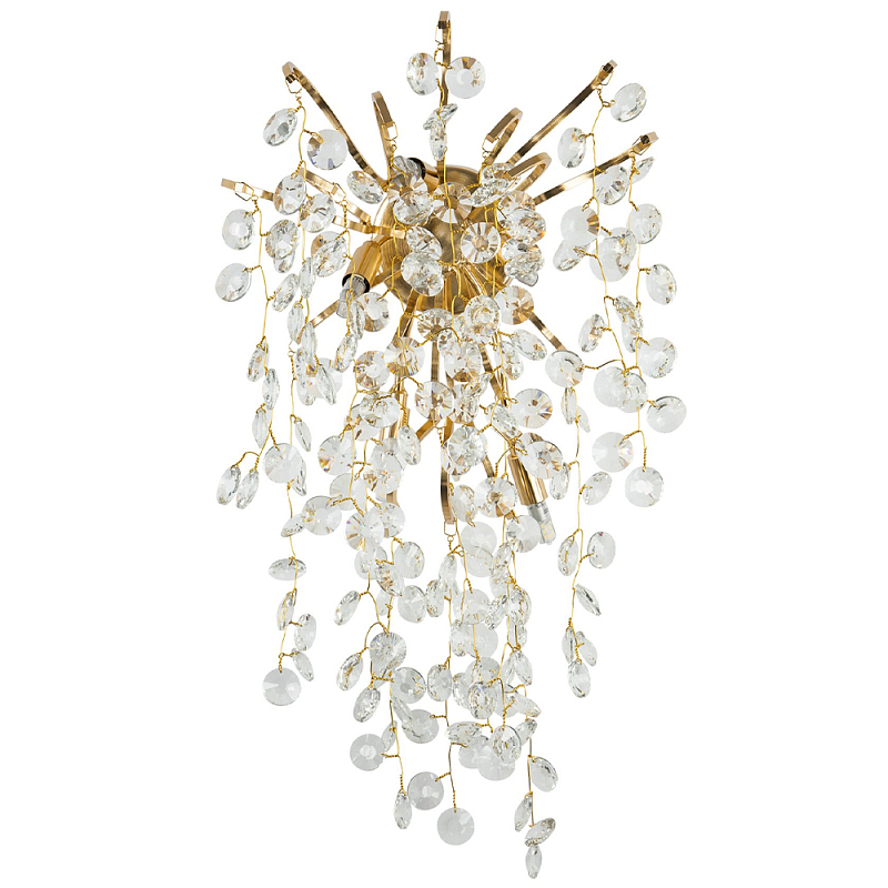 Бра с хрустальными подвесками на металлических ветках Fairytree Light Gold Wall Lamp Золотой Прозрачный Бра с хрустальными подвесками на металлических ветках Fairytree Light Gold Wall Lamp Золотой Прозрачный в Кирове | Loft Concept