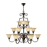 Люстра трехъярусная бронзового цвета с 15-ю кремовыми плафонами в форме чаш Hinkley варинант исполнения - 2 | Loft Concept в Кирове