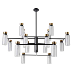 Люстра потолочная с 16-ю цилиндрическими плафонами из стекла и черным каркасом Noir Poise варинант исполнения - 1 | Loft Concept в Кирове